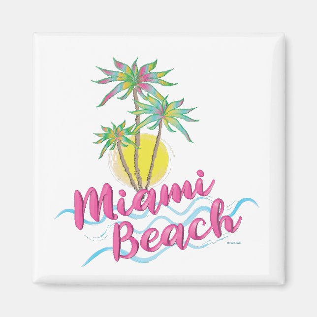 Aimant Cool Pink-Miami-Beach-Floride Graphisme (Devant)