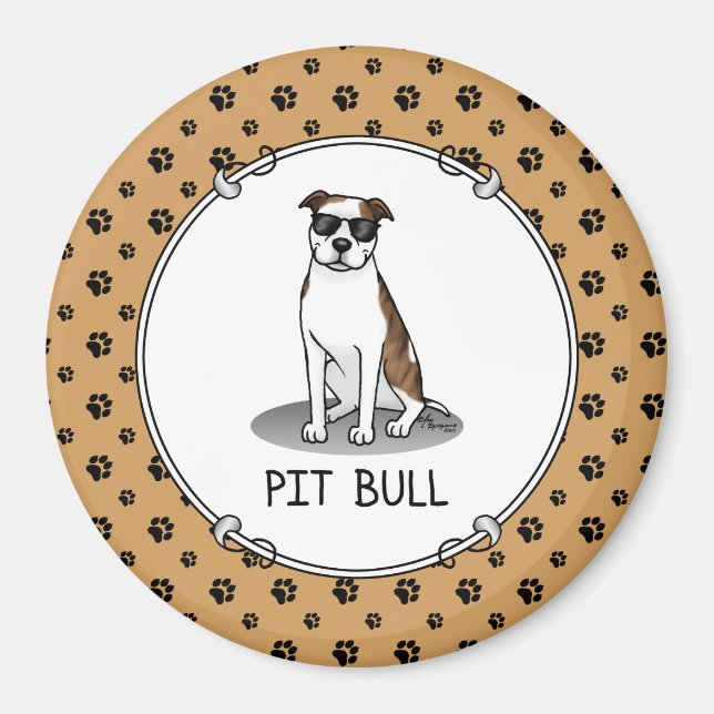 Aimant Cool Pit Bull et lunettes de soleil (lt brindle bl (Devant)