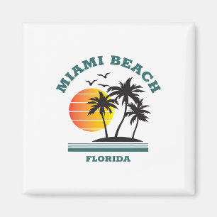 Aimant Cool rétro Miami Beach Mens Femmes Plages Floride