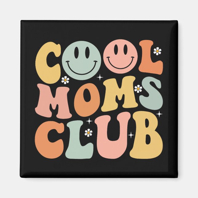Aimant Cool rétro Moms Club Maman Smile Happy Face Mères (Devant)