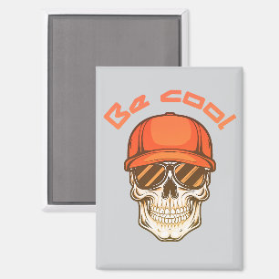 Aimant Cool Skull with Cap and Sunglasses
