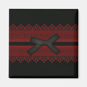 Aimant Cool Steampunk gothique Rouge dentelle noir