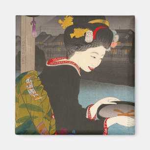 Aimant Cool traditionnel japonais bois classique geisha
