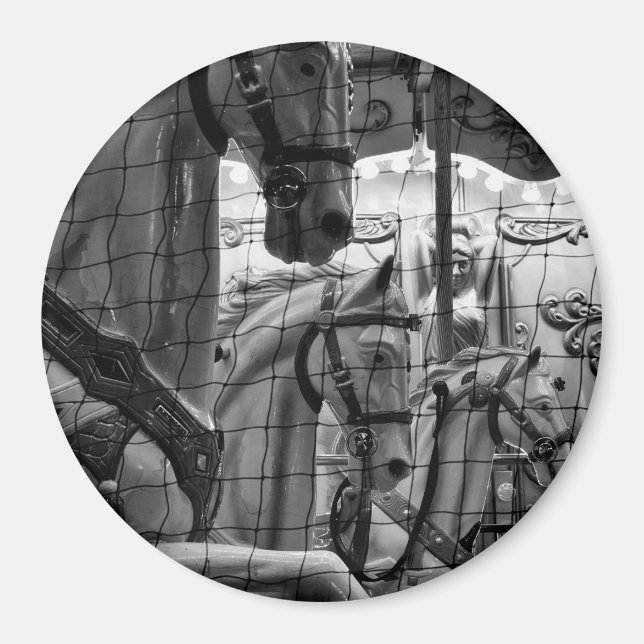 Aimant Cool, urbain, photo moderne de chevaux de carrouse (Devant)