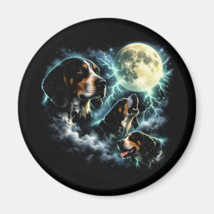 Aimant Coonhound hurle sous la lune Chien rustique