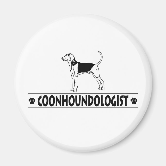 Aimant Coonhound randonneur humoristique (Devant)