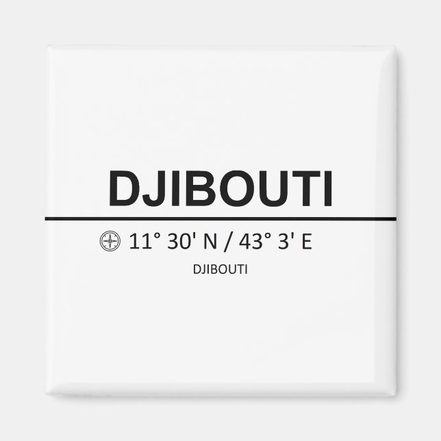 Aimant Coordinates de Djibouti (Devant)