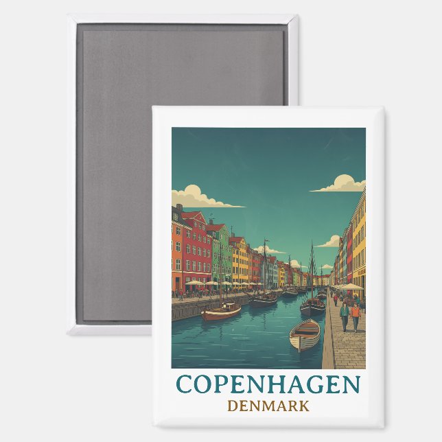 Aimant Copenhague vintage Danemark Architecture Historiqu (Recto/Verso)