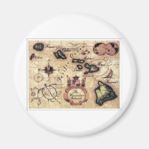 Aimant Copie vintage de carte d'îles hawaïennes