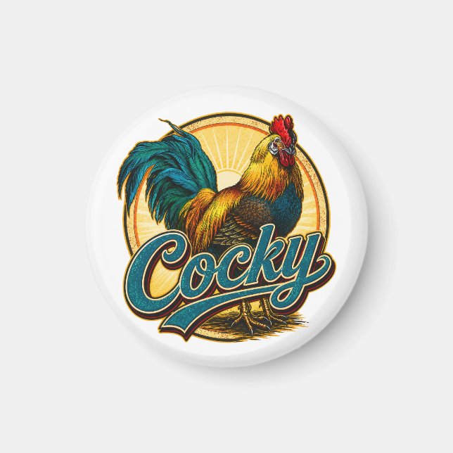 Aimant Coq Arrogant Maison de Ferme Vintage (Devant)
