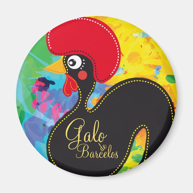 Aimant Coq cool du Portugal #01 - Galo de Barcelos (Devant)