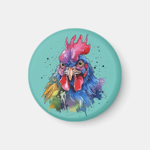 Aimant Coq de campagne Style aquarelle