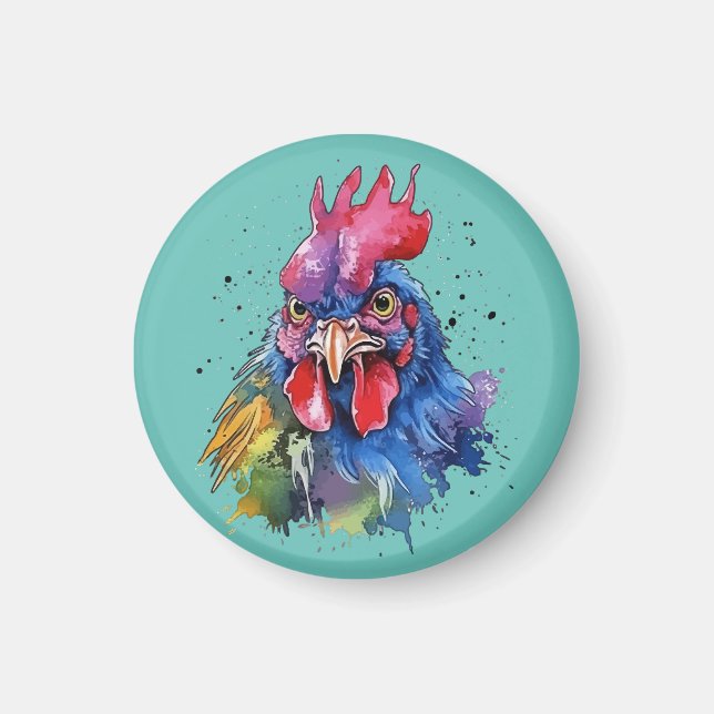 Aimant Coq de campagne Style aquarelle (Devant)
