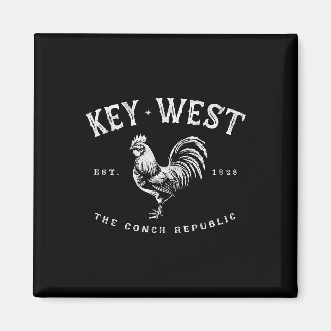 Aimant Coq de Key West drôle Poulet Lever de soleil Pêche (Devant)