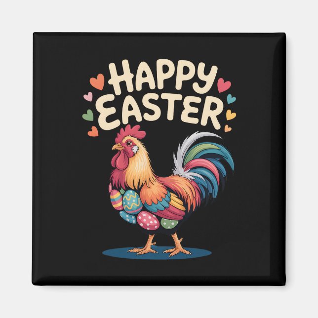 Aimant Coq de Pâques Joyeux Ferme de poulets Elevage de v (Devant)