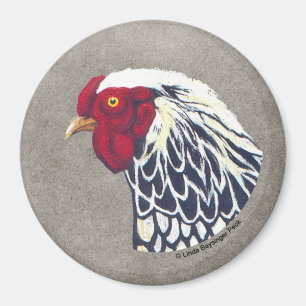 Aimant Coq de Wyandotte lacé par argent