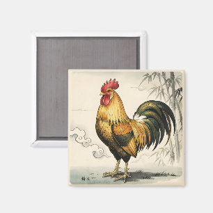 Aimant Coq doré art japonais