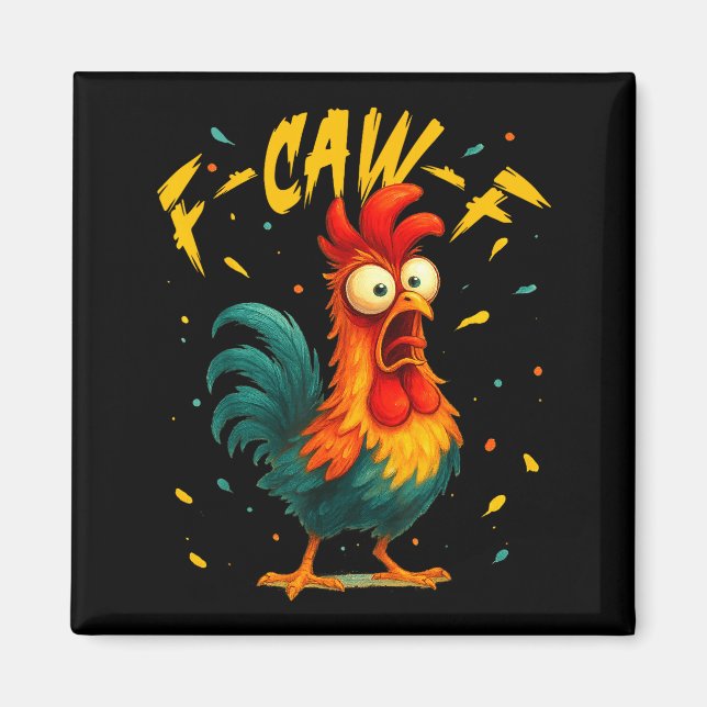 Aimant Coq drôle de poulet de basse-cour F Caw F Chuchote (Devant)