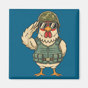 Aimant Coq Militaire Saluant Soldat Armée Pour