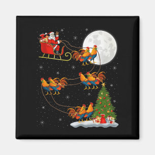 Aimant Coqs Poules Père Noël Traîneau Volant Drôle Magiqu