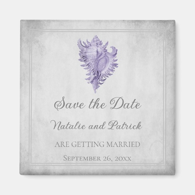 Aimant Coque conch violet Enregistrer l'aimant date (Devant)