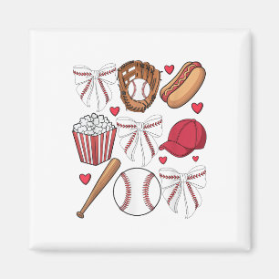 Aimant Coquette Baseball Femmes Bow Baseball Filles Cheer