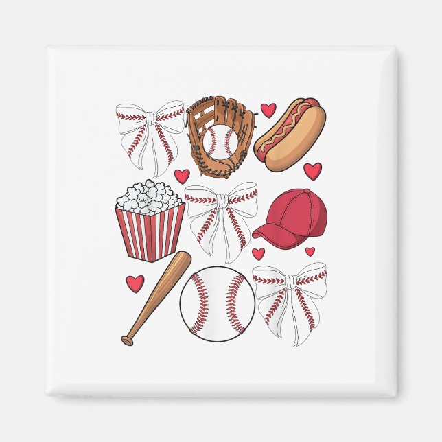 Aimant Coquette Baseball Femmes Bow Baseball Filles Cheer (Devant)