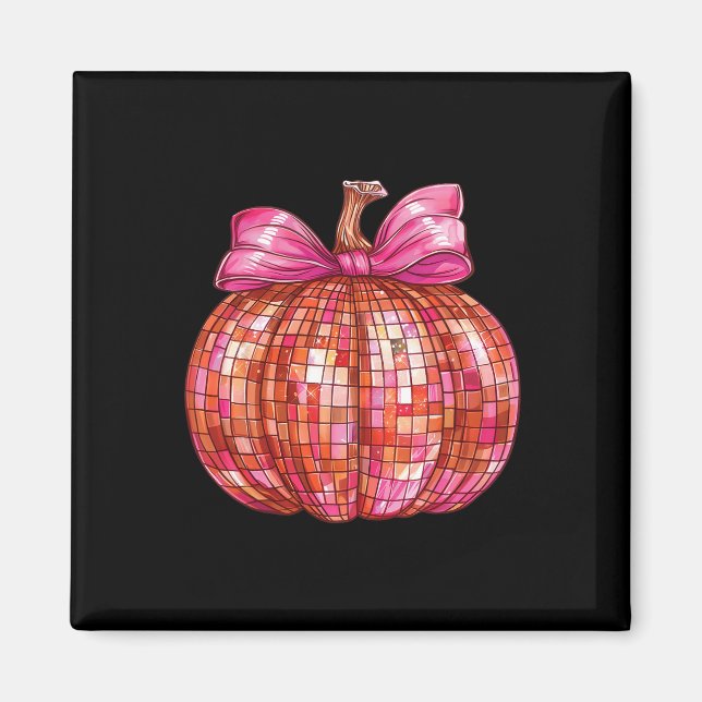 Aimant Coquette Bow Disco Ball Citrouille mignonne Girl H (Devant)