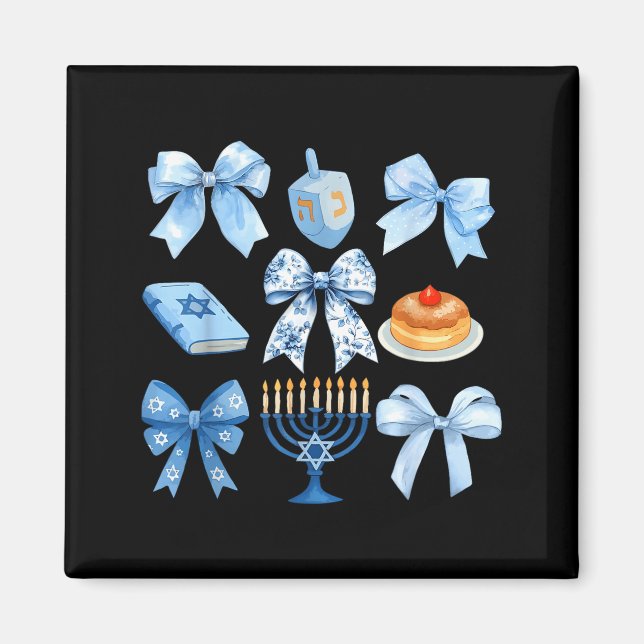 Aimant Coquette Bow Hanukkah Chanukah Pajama Latke Jewish (Devant)