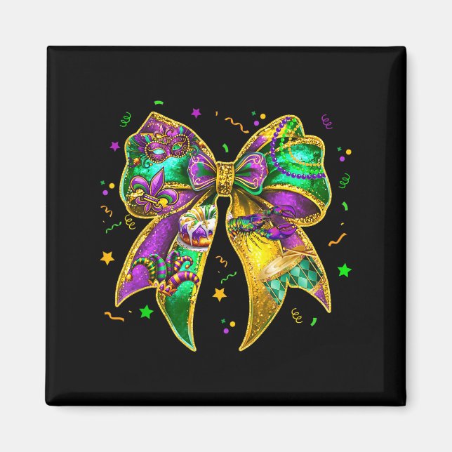 Aimant Coquette Bow Mardi Gras New Orleans Fleur De Lis F (Devant)
