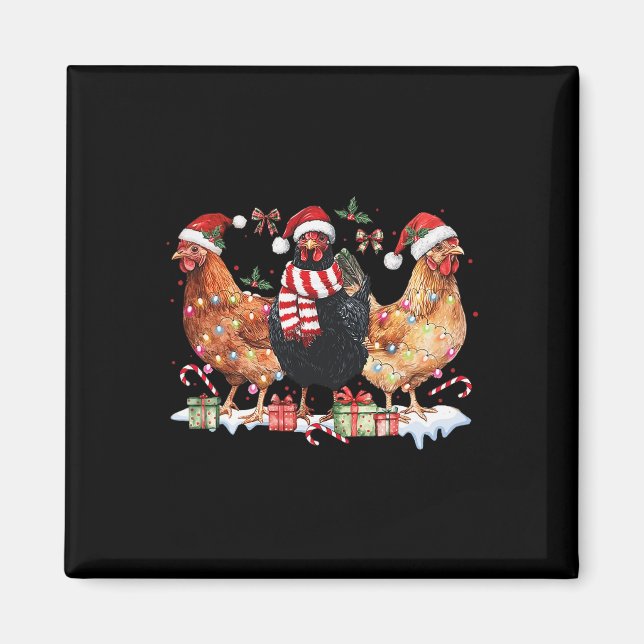 Aimant Coquette Bow Poulet de Noël Casquette Lumières Fer (Devant)