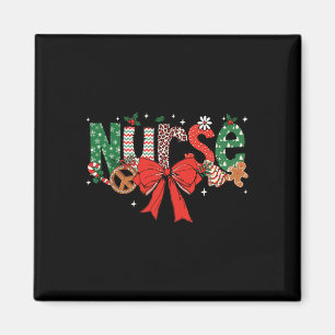 Aimant Coquette Bow Retro Automne Infirmière Noël Noël Fi
