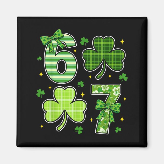 Aimant Coquette bow shamrock 67 st patricks day 6 7 meme (Devant)