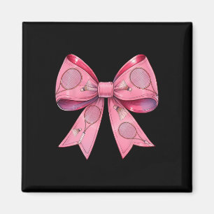 Aimant Coquette Bow Volant de badminton Raquette rose Rub