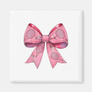 Aimant Coquette Bow Volant de badminton Raquette rose Rub