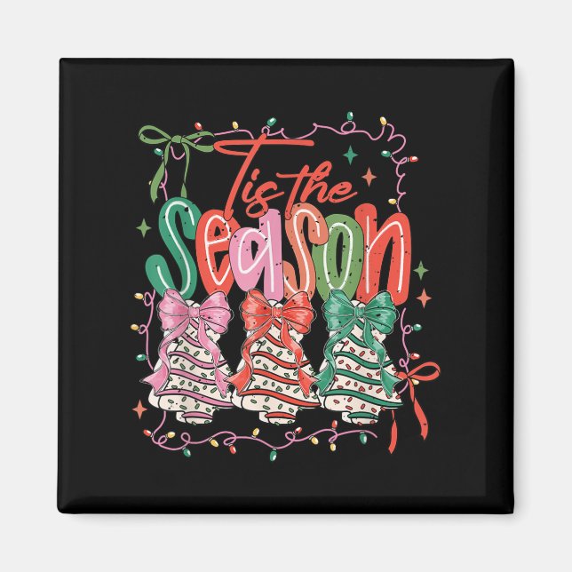 Aimant Coquette C'Est La Saison Arbres De Noël Cake Bow C (Devant)