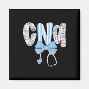 Aimant Coquette Cna Nurse Bleu Floral Stethoscope Bow Cut