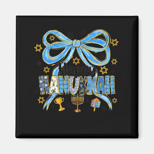 Aimant Coquette Hanukkah Bow Jewish Bow Menorah Bow Women (Devant)