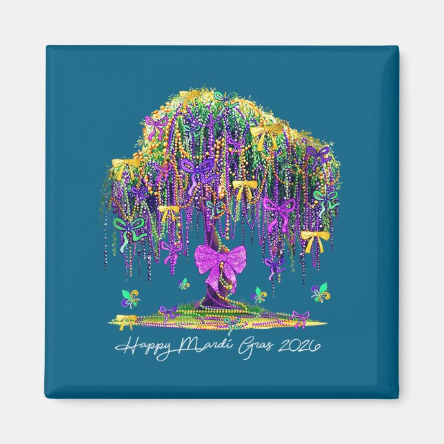 Aimant Coquette Mardi Gras 2026 Beads Tree Carnival New O (Devant)
