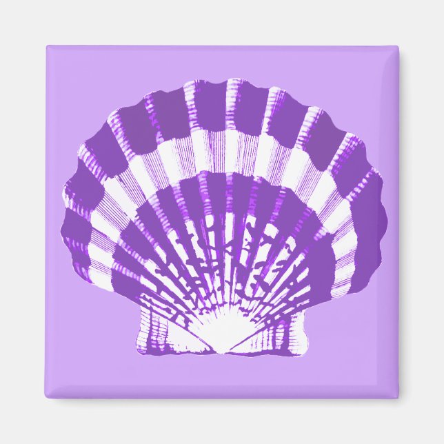 Aimant Coquillage - violet et blanc (Devant)