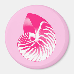 Aimant Coquille de Nautilus - fuchsia rose et blanc