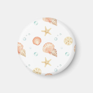 Aimant Coquilles d'aquarelle Perles Motif côtier
