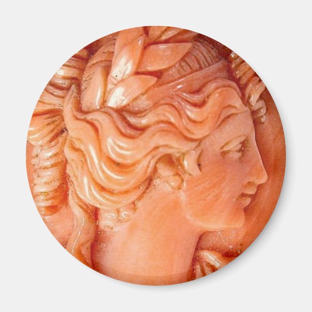 Aimant Corail sculpté Caméo Portrait Bijoux Vintages (Devant)