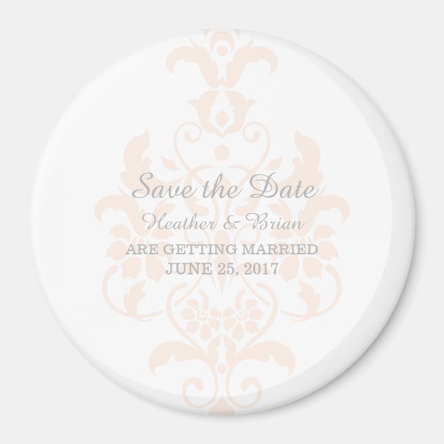 Aimant Corail subtle Damask Enregistrer l'aimant de date (Devant)