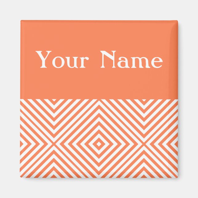 Aimant Coral Diamond Chevron avec nom (Devant)