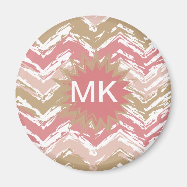 Aimant Coral Spice Scribble ZigZag Chevron Motif (Devant)