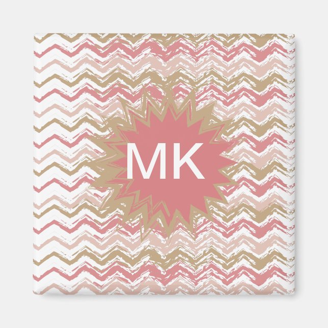 Aimant Coral Spice Scribble ZigZag Chevron Motif (Devant)