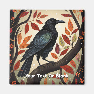 Aimant Corbeau coloré perché dans un arbre