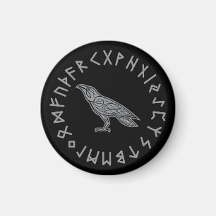 Aimant Corbeau d'Odin Viking Mythologie runes runique