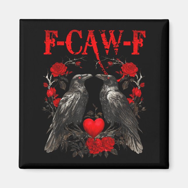 Aimant Corbeau drôle F-caw-f Saint Valentin Oiseau noir F (Devant)